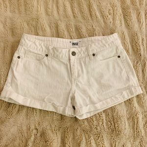 PAIGE White cuffed denim shorts, size 26
